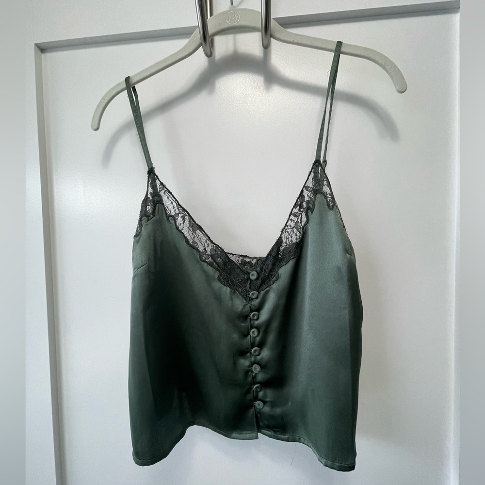 UO silk cropped tank blouse